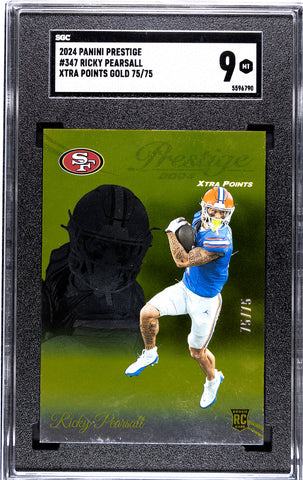 49ers Ricky Pearsall 2024 Panini Prestige No.347 #75/75 SGC Graded 9 Rookie Single Card