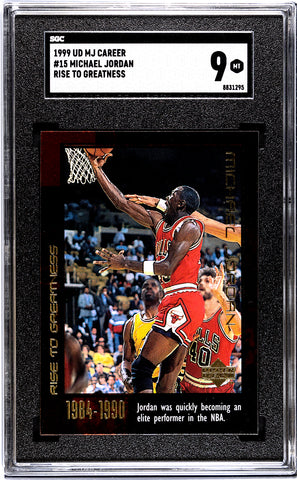 Bulls Michael Jordan 1999 Upper Deck MJ Career No.15 Rise to Greatness SGC Graded 9 Single Card (8831295)