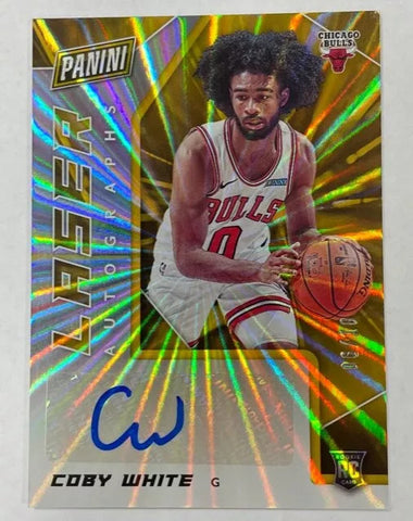 Bulls Coby White 2020 Panini #06/10 Rookie Gold Laser Autographs Autographed Single Card