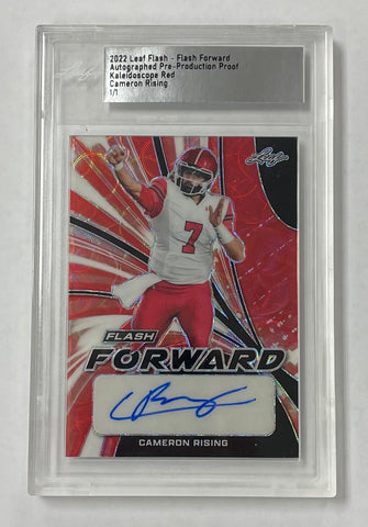 Cameron Rising 2022 Leaf Flash Pre-Production 1/1 Kaleidoscope Red Autographed Rookie Single Card