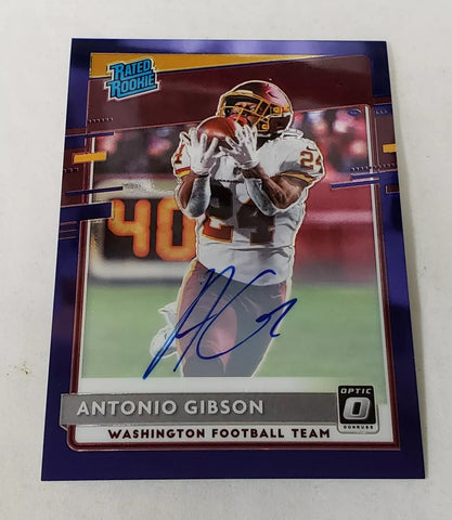 Washington Football Team Antonio Gibson 2020 Donruss Optic FOTL 43/50 Rookie On-Card Autographed Single Card