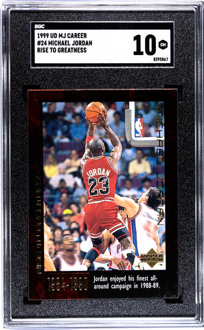 Bulls Michael Jordan 1999 Upper Deck MJ Career No.24 Rise to Greatness SGC Graded 10 Single Card (8395867)