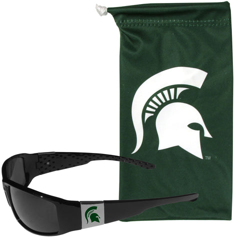 Spartans Sunglasses Etched Chrome Wrap w/ Bag