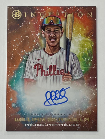 Phillies William Bergolla 2022 Bowman Inception No.PPA-WB 06/25 Autographed Prospect Single Card