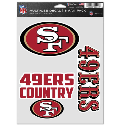 49ers 3-Pack Fan Pack Decal 5.5 x 7.75