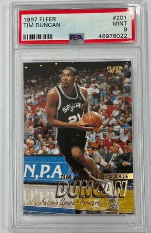 Spurs Tim Duncan 1997 Fleer No.201 PSA Graded 9 Rookie Single Card