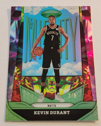 Nets Kevin Durant 2020-21 Panini Certified 2/5 The Mighty Emerald No. 11 Single Card