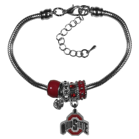 Ohio St Bracelet Euro Bead