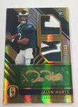 Eagles Jalen Hurts 2020 Panini Gold Standard FOTL #19/22 Autographed Relic Rookie Single Card