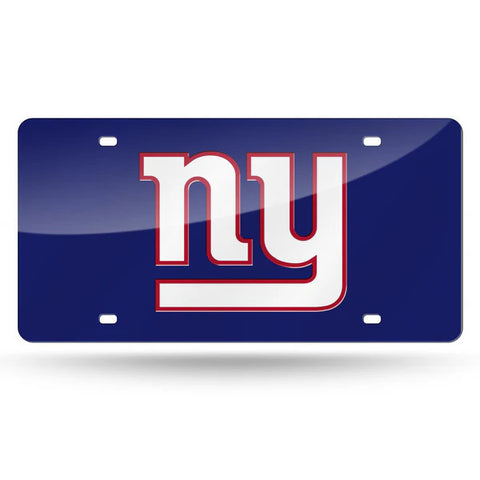 Giants Laser Cut License Plate Tag Color Blue Logo NFL