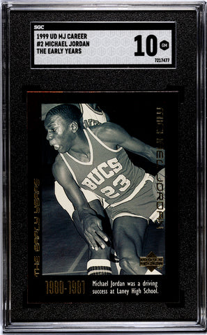 Bulls Michael Jordan 1999 Upper Deck MJ Career No.2 The Early Years SGC Graded 10 Single Card (7217477)