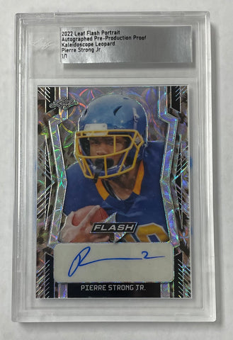 South Dakota State Pierre Strong Jr 2022 Leaf Flash Pre-Production 1/1 Kaleidoscope Leopard Autographed Rookie Single Card