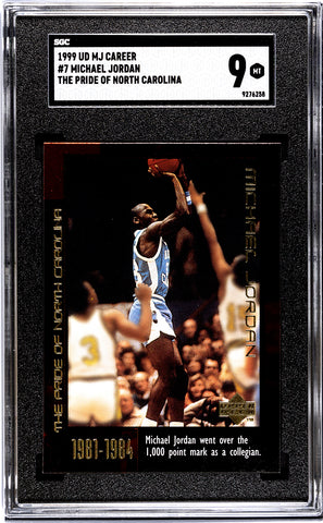 Bulls Michael Jordan 1999 Upper Deck MJ Career No.7 The Pride of North Carolina SGC Graded 9 Single Card (9276258)