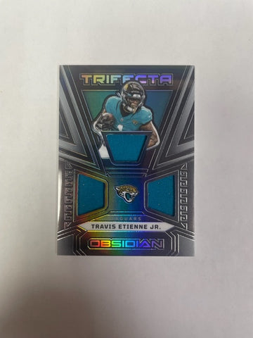 Jaguars Travis Etienne Jr. 2023 Panini Obsidian Trifecta No.TRI-TET #122/199 Relic Single Card