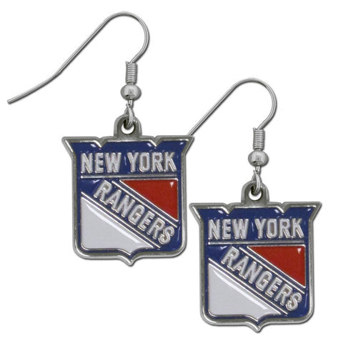 Rangers Earrings Dangle Chrome NHL