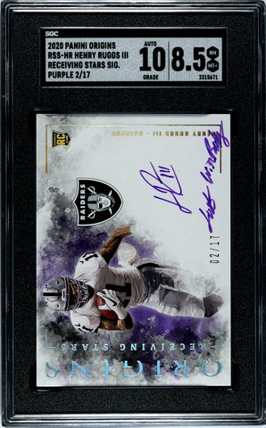 Raiders Henry Ruggs 2020 Panini Origins No.RSS-HR #02/17 SGC Graded 8.5 Autographed Rookie Single Card