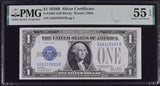 1928B $1 Silver Certificate Dollar Bill - Fr#1602, GB Block, Woods/Mills - PMG Graded 55 (Lot of 4)