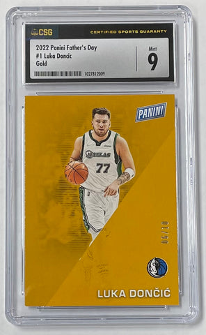 Mavericks Luka Doncic 2022 Panini Father's Day No.1 06/10 CSG 9 Graded Single Card