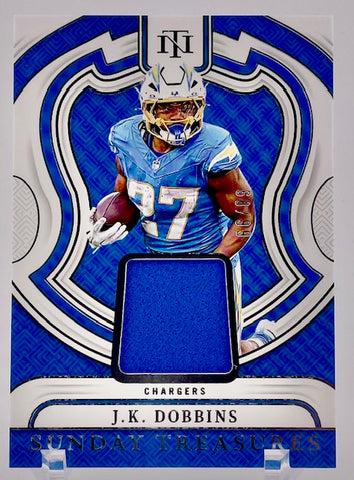 Chargers JK Dobbins 2024 Panini National Treasures No.ST-JDS #68/99 Relic Single Card