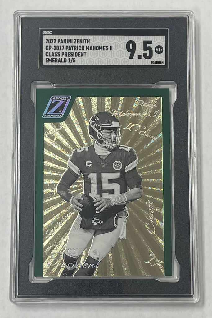 graded patrick mahomes card Chiefs Patrick Mahomes II 2022 Panini Zenith No.CP-2017 1/5 SGC 9.5 Em – JP Sports