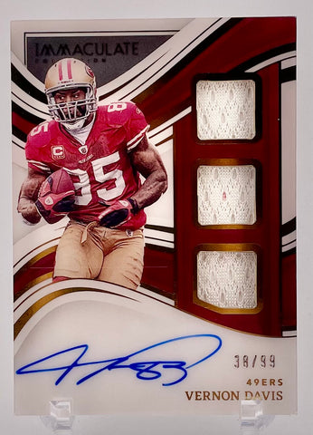 49ers Vernon Davis 2024 Panini Immaculate No.PC-VDA #38/99 Autographed Relic Single Card