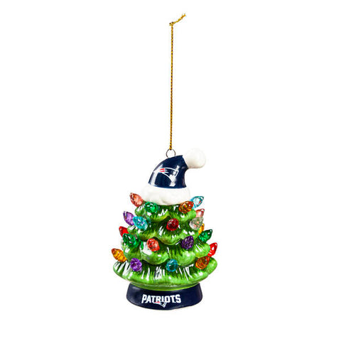 Patriots Ornament 4" LED Christmas Tree w/ Santa Hat