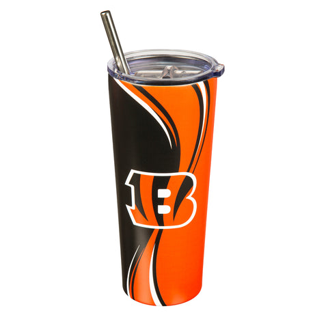 Bengals 20oz Stainless Steel Tumbler w/ Straw and Cleaning Brush