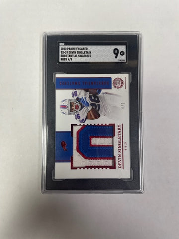 Bills Devin Singletary 2020 Panini Encased No. SS-29 #4/9 Relic SGC Graded 9 Single Card