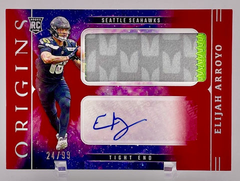 Seahawks Elijah Arroyo 2025 Panini Origins No.RJJ-EAO #24/99 Autographed Relic Rookie Single Card