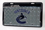 Canucks Laser Cut License Plate Tag Silver Diamond Cut