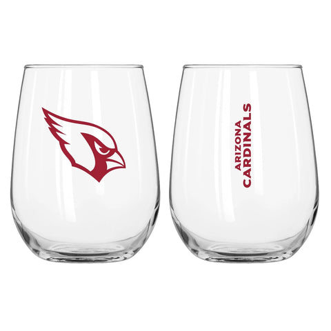 Cardinals 16oz Curved Beverage Stemless Wine Glass NFL
