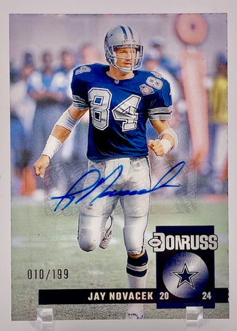 Cowboys Jay Novacek 2024 Panini Clearly Donruss No.20 #010/199 Autographed Single Card