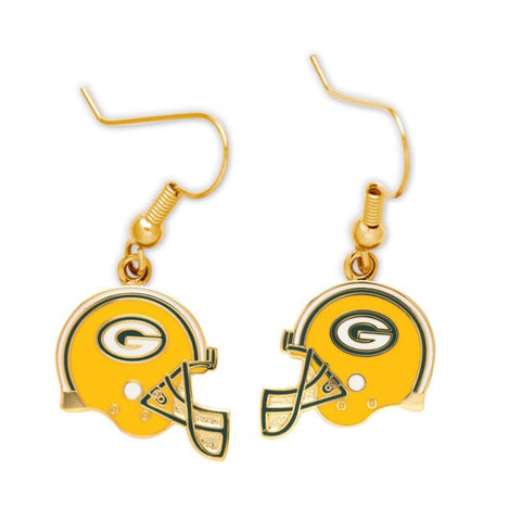 Packers Earrings Dangle Gold Helmet