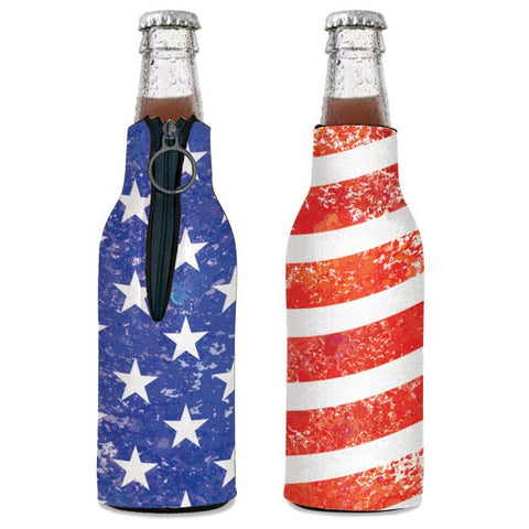 USA American Bottle Coolie 2-Sided Patriotic Stars & Stripes