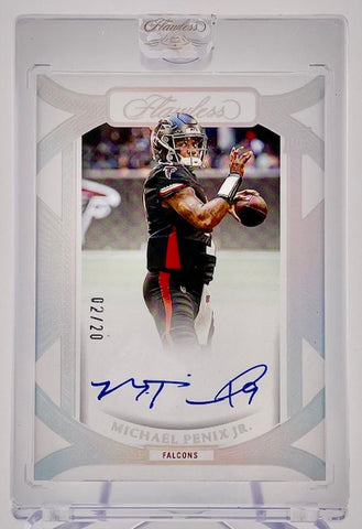 Falcons Michael Penix Jr 2024 Panini Flawless No.RFS-MPJ #02/20 Autographed Rookie Single Card