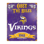 Vikings Obey Embossed Metal Sign