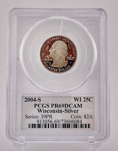 2004-S $0.25 Cent Piece Coin - Wisconsin Silver PCGS Graded PR69DCAM