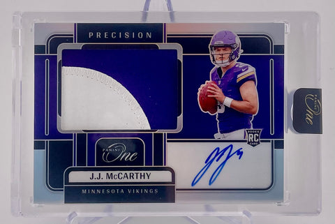 Vikings JJ McCarthy 2024 Panini One No.301 #02/99 Autographed Relic Rookie Single Card
