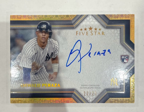 Yankees Oswald Peraza 2023 Topps Five Star No.FSS-OP #20/20 Autographed Rookie Single Card