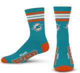 Dolphins Socks Mens 4 Stripe Deuce Large