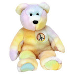 TY Beanie Baby Buddy 14" - Peace the Ty-Dyed Bear (Pastel Version) 1999