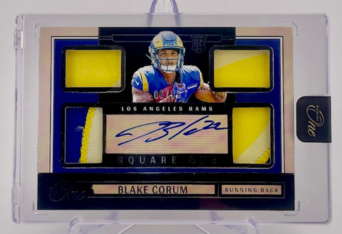 Rams Blake Corum 2024 Panini One No.70 #06/99 Autographed Relic Rookie Single Card