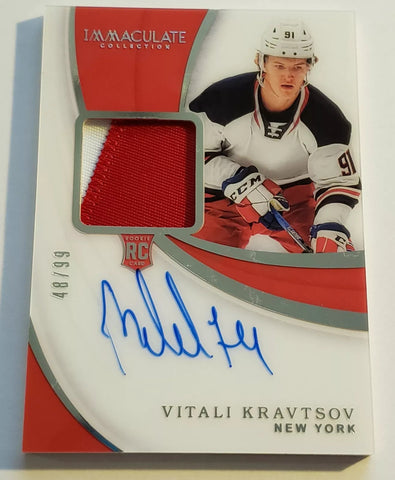 Rangers Vitali Kravtsov 2019-20 Immaculate #48/99 Material & Autographed Rookie Single Card