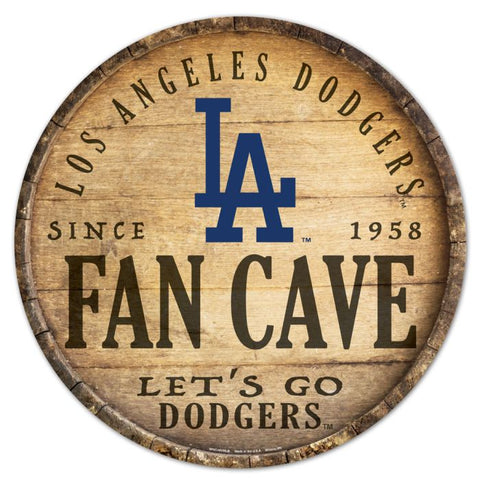 Dodgers Wood Sign Round 14" Fan Cave