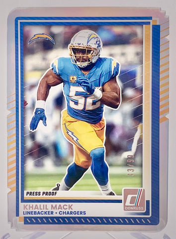 Chargers Khalil Mack 2025 Panini Donruss No.88 #33/99 Single Card