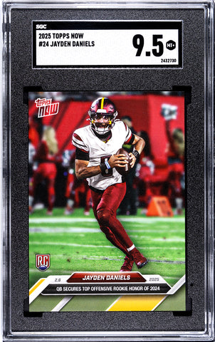 Commanders Jayden Daniels 2025 Topps Now No.24 SGC Graded 9.5 Rookie Single Card (2432730)
