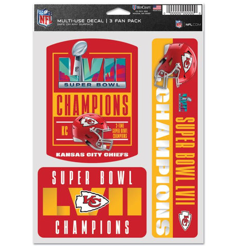 Chiefs 3-Pack Fan Pack Decal 5.5 x 7.75 Super Bowl 57 Champs