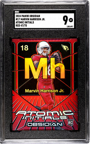 Cardinals Marvin Harrison Jr 2024 Panini Obsidian No.17 #47/75 SGC Graded 9 Rookie Single Card