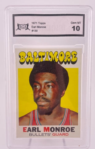 Bullets Earl Monroe 1971 Topps No.130 RGA Graded 10 Single Card