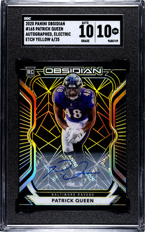 Ravens Patrick Queen 2020 Panini Obsidian No.165 #6/25 Autographed SGC Graded 10 Single Card